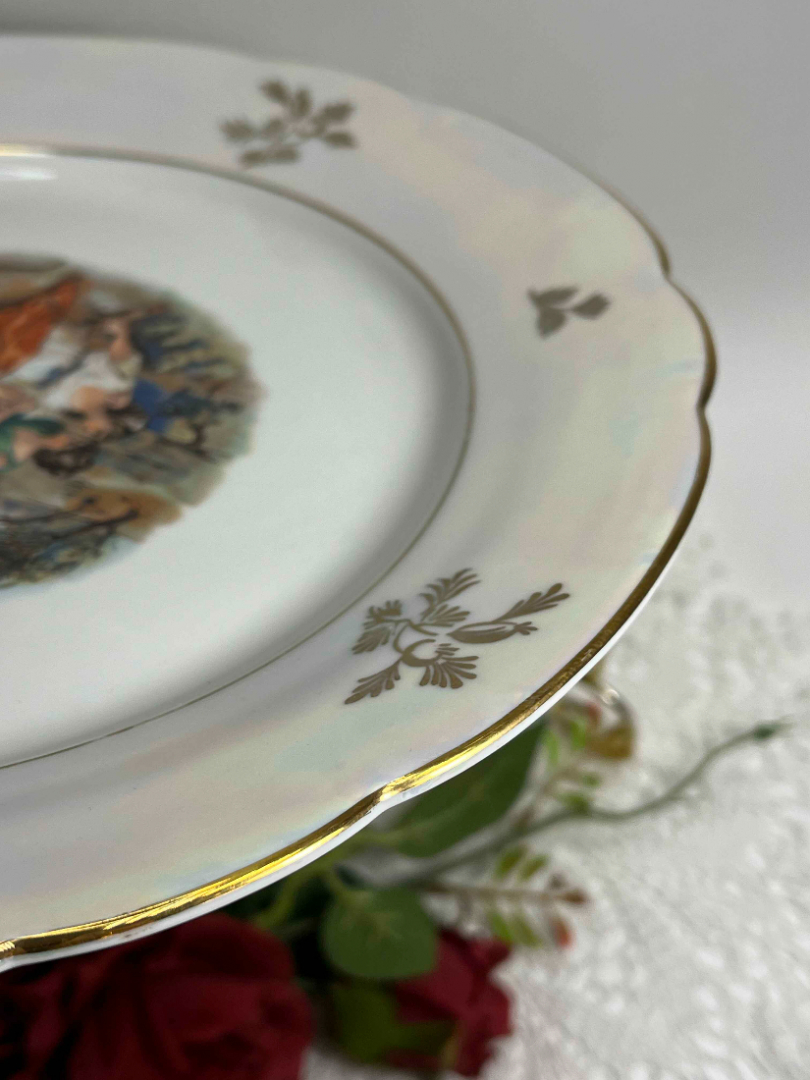 Блюдо "Мадонна (шишки)" Kahla GDR. Качественный фарфор, деколь, перламутр, позолота. Винтаж. Картинка 5